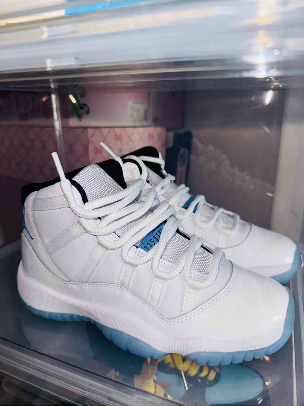 Jordan Kids White and Ice Blue Basketball Sneakers